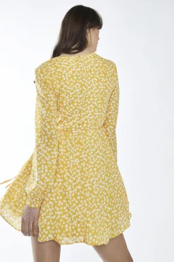 Glamorous Best Dressed Guest|Day Dresses|Yellow-White Ditsy V-Neck Skater Mini-Dress -