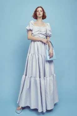Glamorous Dresses|Maxi Dresses|Zara Ruched Bodice Maxi Dress -Powder-Blue Daisies -