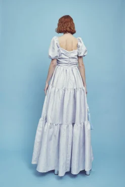 Glamorous Dresses|Maxi Dresses|Zara Ruched Bodice Maxi Dress -Powder-Blue Daisies -