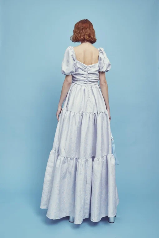 Glamorous Dresses|Maxi Dresses|Zara Ruched Bodice Maxi Dress -Powder-Blue Daisies -